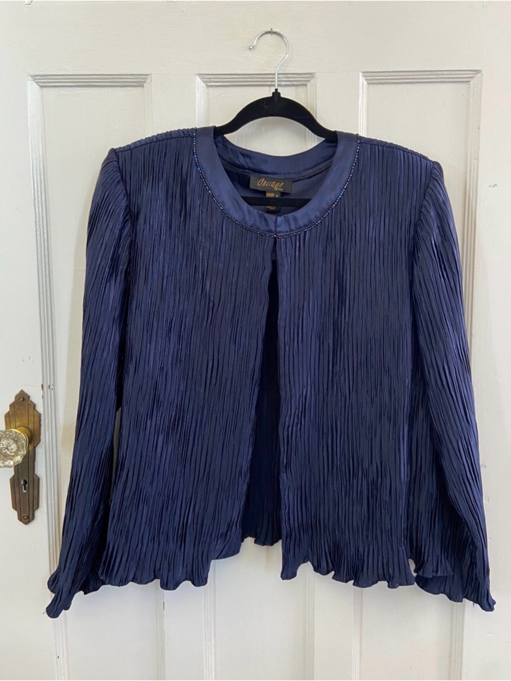 SOLD OBLIQUE Vintage 80s Navy Pleated Jacket Size 16 Made in Canada